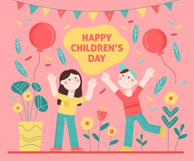 Hand drawn world childrens day concept