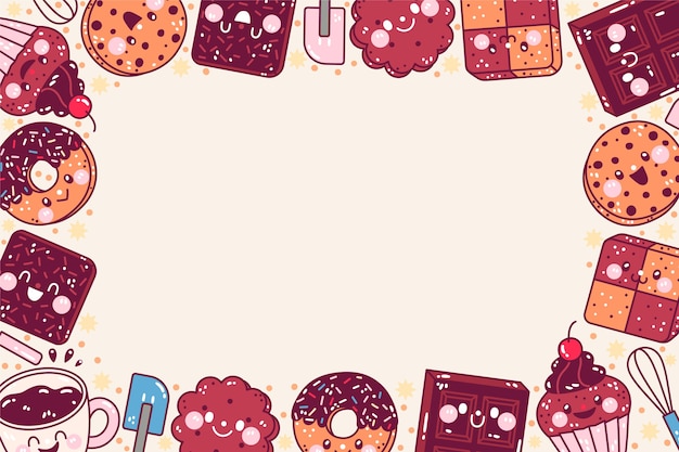 Free vector hand drawn world chocolate day background with chocolate sweets