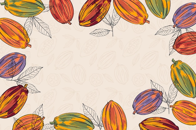 Free vector hand drawn world chocolate day background with cocoa beans