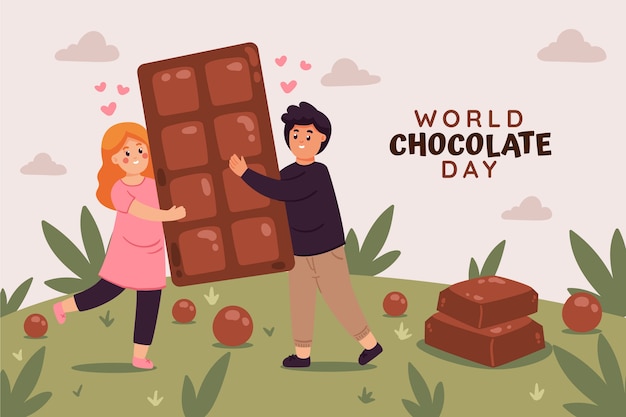 Fondo della giornata mondiale del cioccolato disegnato a mano