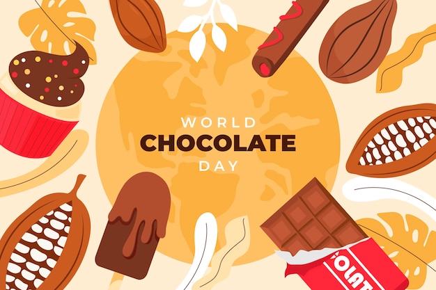 Hand drawn world chocolate day background