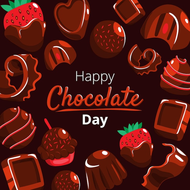 Бесплатное векторное изображение Нарисованная рукой иллюстрация всемирного дня шоколада