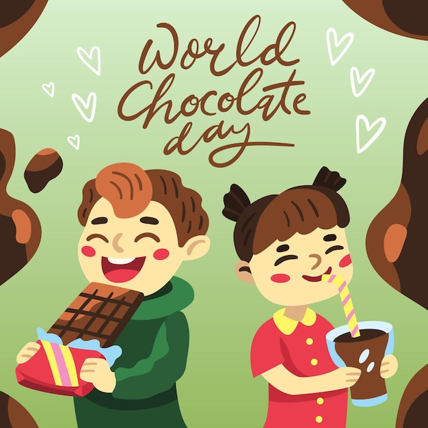 Hand drawn world chocolate day illustration