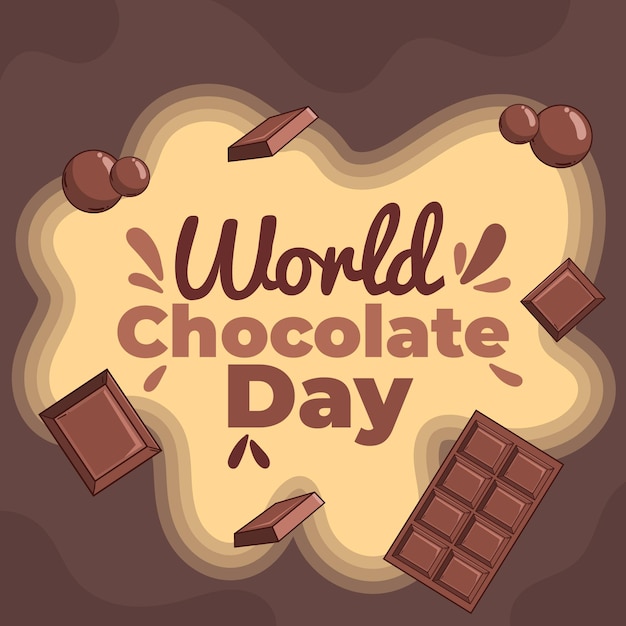 手描きの世界チョコレートの日のイラスト
