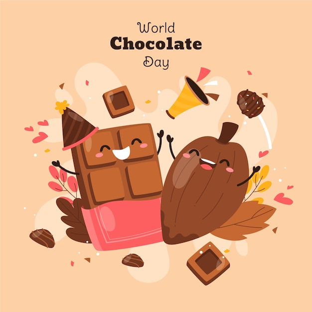 手描きの世界チョコレートの日のイラスト