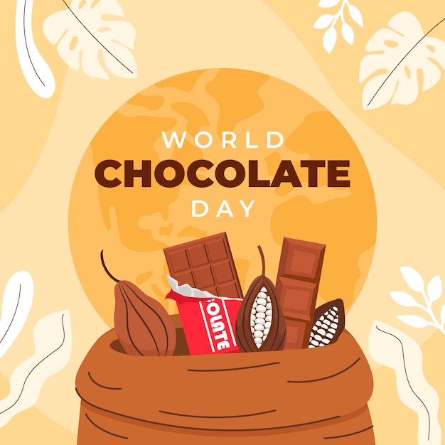 Hand drawn world chocolate day illustration