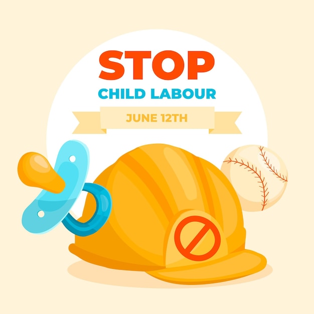 hand drawn world day against child labour illustration