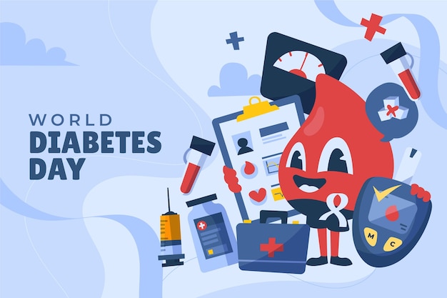 Sfondo della giornata mondiale del diabete disegnato a mano