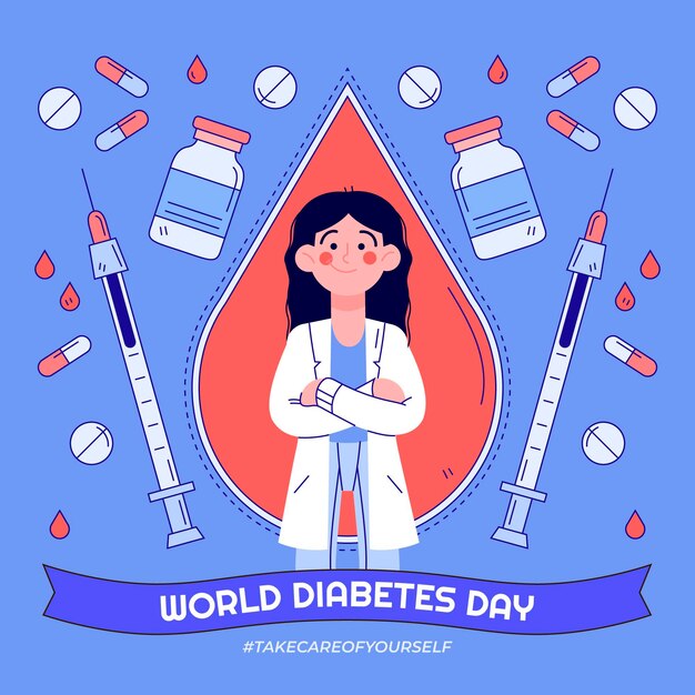 Hand drawn world diabetes day illustration