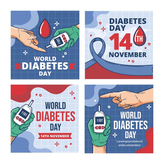 손으로 그린 세계 당뇨병의 날 Instagram 게시물 모음