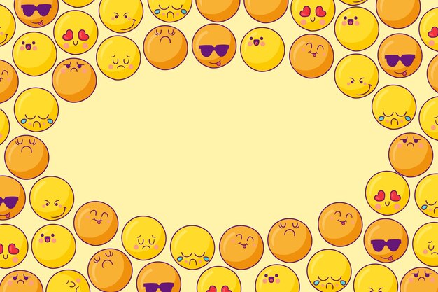 Hand drawn world emoji day background with emoticons