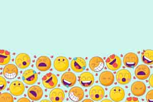 Free vector hand drawn world emoji day background with emoticons