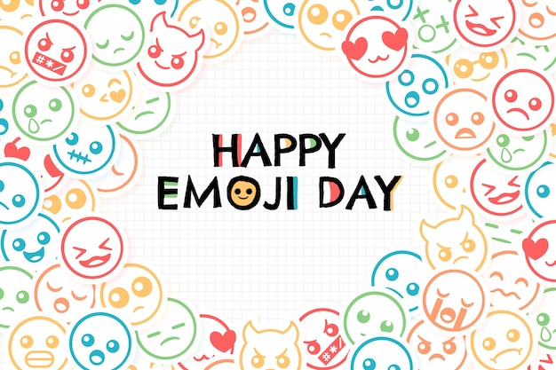 Fondo del giorno delle emoji del mondo disegnato a mano