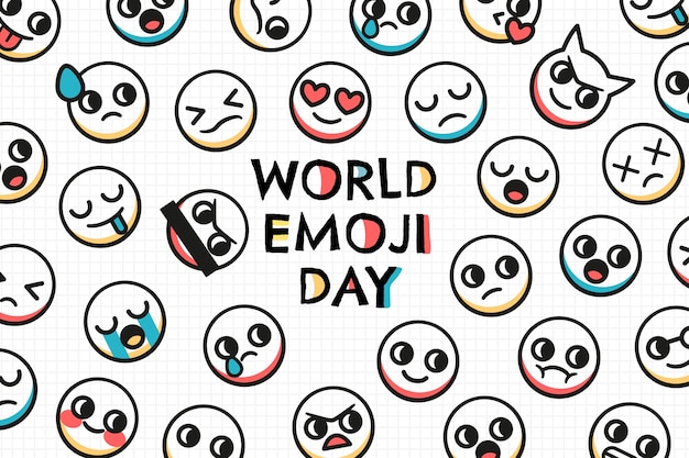 Hand drawn world emoji day background