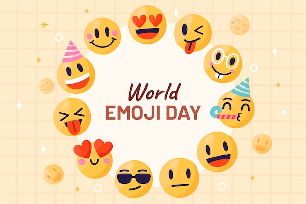 Vettore gratuito fondo del giorno delle emoji del mondo disegnato a mano