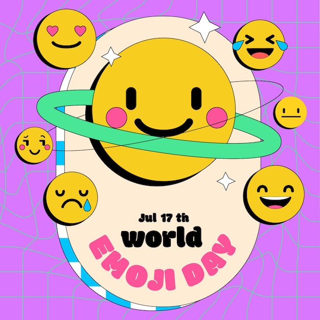 Hand drawn world emoji day illustrated