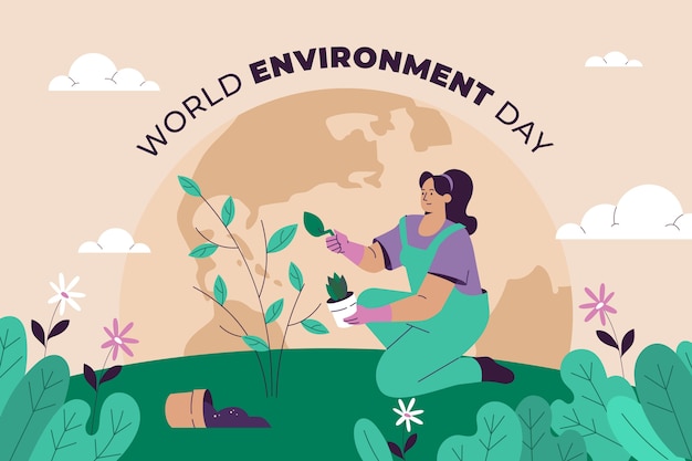 Hand drawn world environment day background