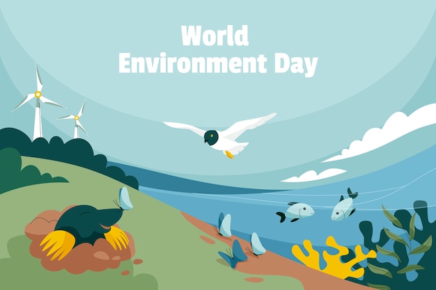 Vettore gratuito mano ambiente mondo disegnato day background