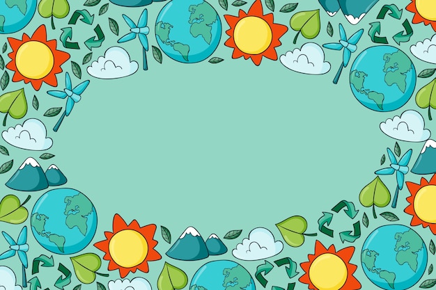 Vettore gratuito mano ambiente mondo disegnato day background