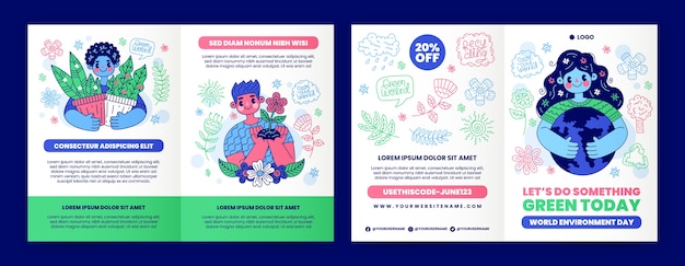 Free vector hand drawn world environment day brochure template