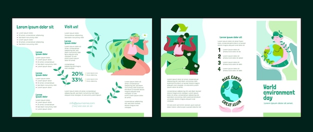 Modello di brochure della giornata mondiale dell'ambiente disegnato a mano