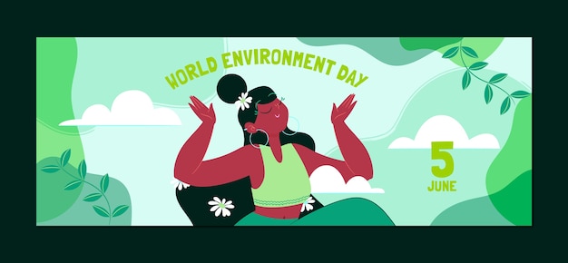 Free vector hand drawn world environment day facebook cover