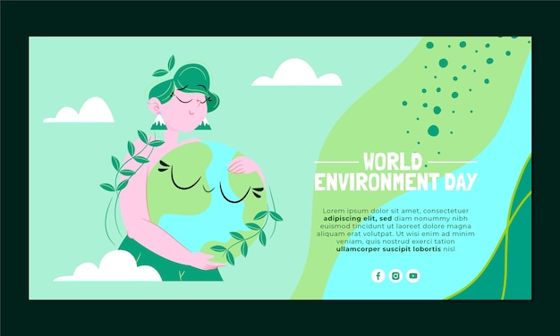 Modello facebook della giornata mondiale dell'ambiente disegnato a mano