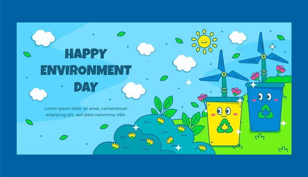 Hand drawn world environment day horizontal banner template