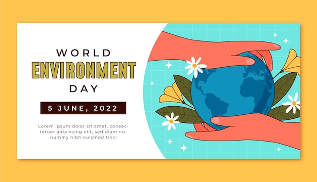 Hand drawn world environment day horizontal banner template