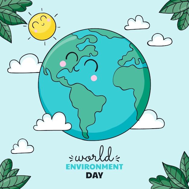 Free Vector hand drawn world environment day illustration with planet earth