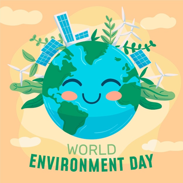 Hand drawn world environment day illustration