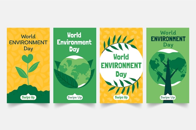 Free vector hand drawn world environment day instagram stories collection