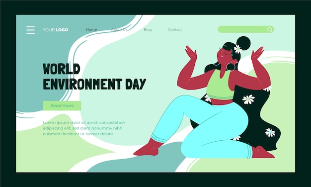 Hand drawn world environment day landing page