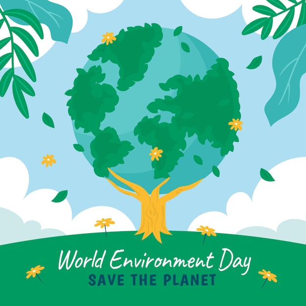 Free vector hand drawn world environment day save the planet illustration