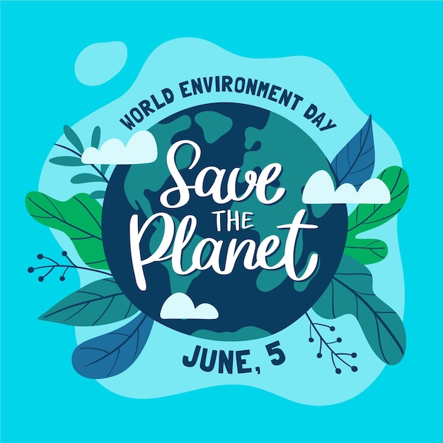 Free vector hand drawn world environment day save the planet illustration