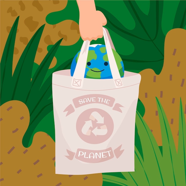 Hand drawn world environment day save the planet illustration