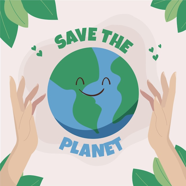 Hand drawn world environment day save the planet illustration