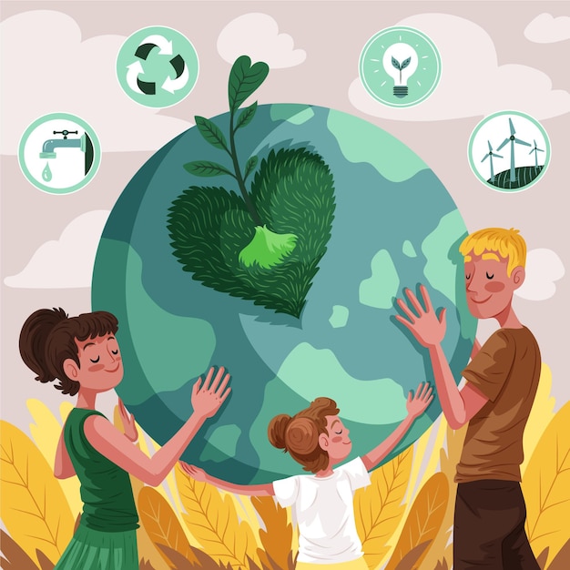 Free vector hand drawn world environment day save the planet illustration
