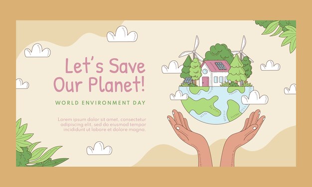 Hand drawn world environment day social media promo template