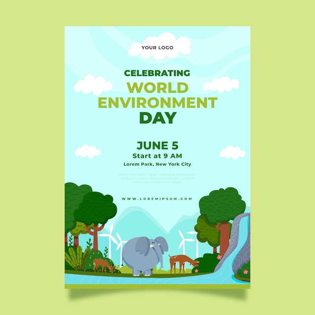 Hand drawn world environment day template