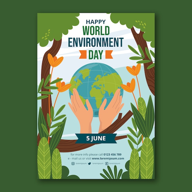 Free vector hand drawn world environment day template