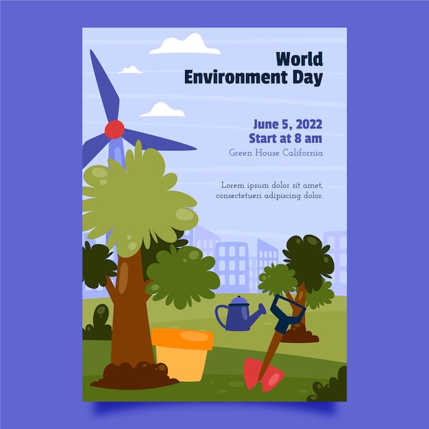 Hand drawn world environment day vertical poster template