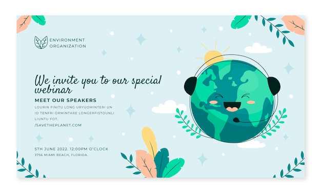 Free vector hand drawn world environment day webinar template