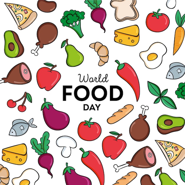 Free vector hand drawn world food day background