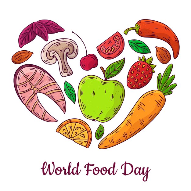 Hand drawn world food day concept