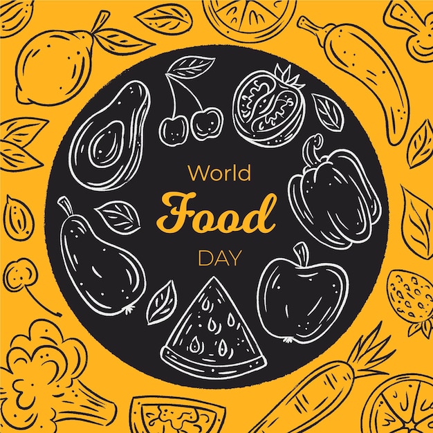 Vettore gratuito concetto di giornata mondiale dell'alimentazione disegnata a mano
