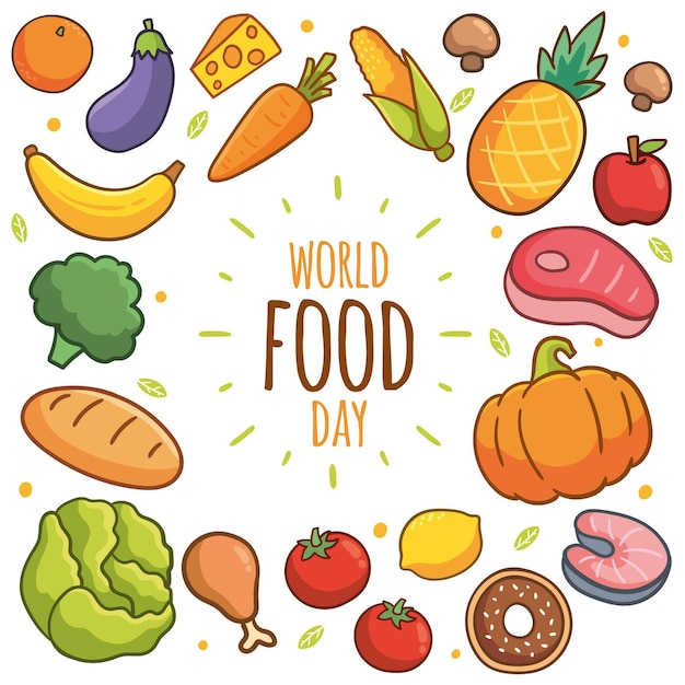 Free vector hand-drawn world food day event cocnept