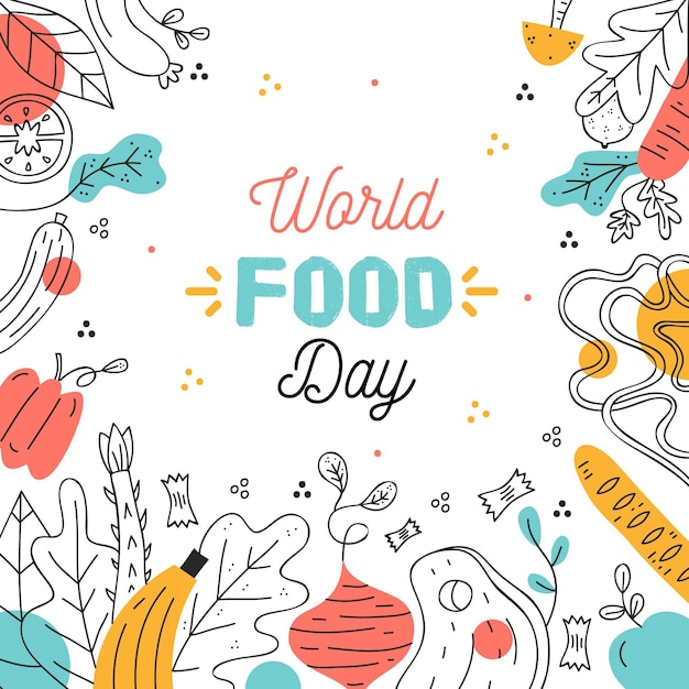 손으로 그린 세계 음식의 날 이벤트 그림