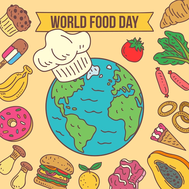 Hand-drawn world food day event