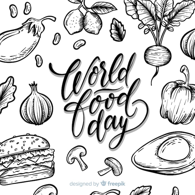 Hand drawn world food day